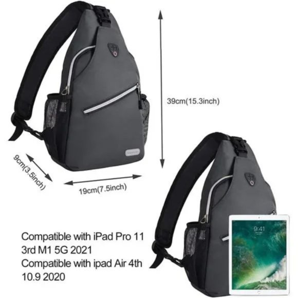 Multipurpose Crossbody Shoulder Bag Travel Space Gray - Picture 2 of 7